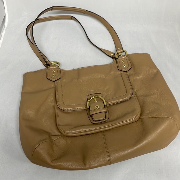 Coach Handbags - Coach Campbell Belle Camel Leather Shoulder Bag Tote